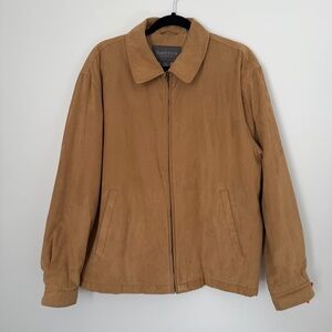 Van Heusen Tan Faux Suede Harrington Bomber Jacket M Excellent Condition